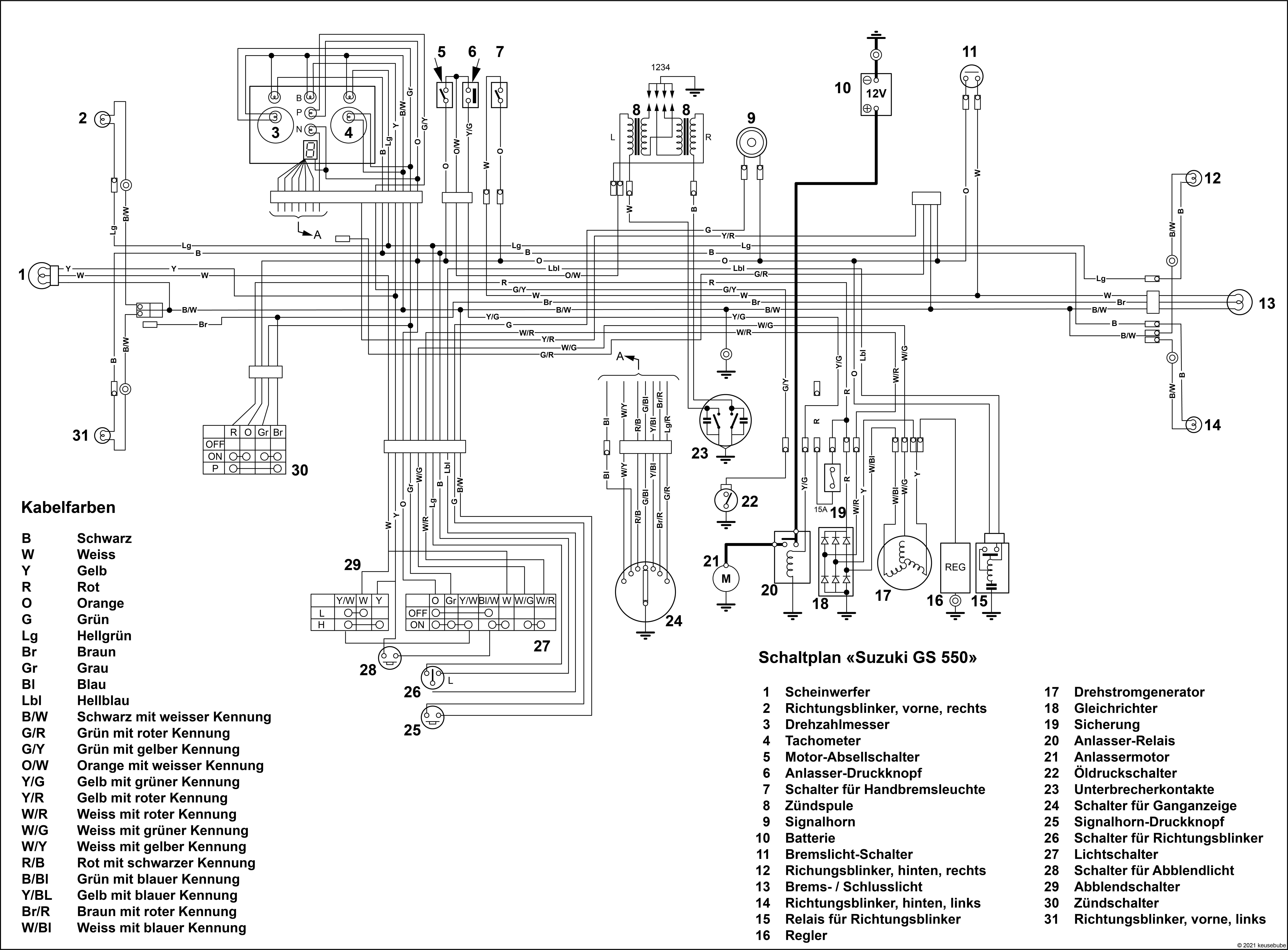 Schaltplan Stromlaufplan SUZUKI GS 550 SUZUKI GS 750 ... honda cr v wiring diagram 1980 
